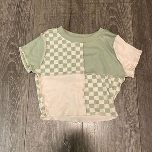 Tilly’s RSQ colorblock green cropped tee XS